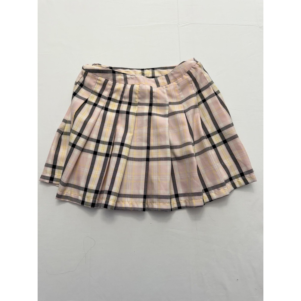 Faded Rose Skirt Womens Medium Pink Plaid Pleated Twill Mini Layered Casual